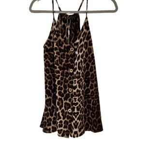 KILIG Leopard Print Sleeveless Button Up Top Medium